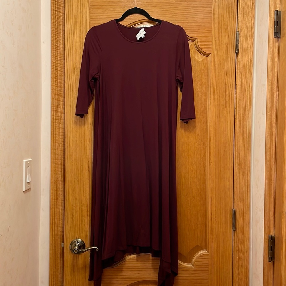Maroon cotton swing dress